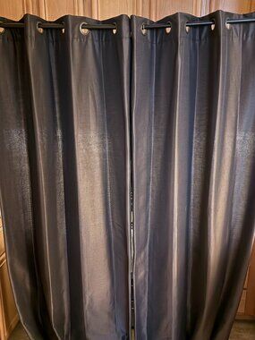 Set of Mocha Drapes 7FT in Great Condition Distressed Brass/Bronze Rings